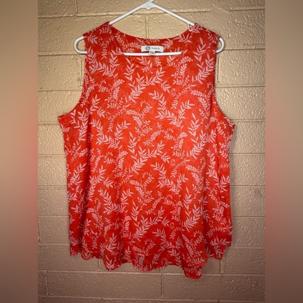 Cristina B orange Floral Sleeveless Blouse
